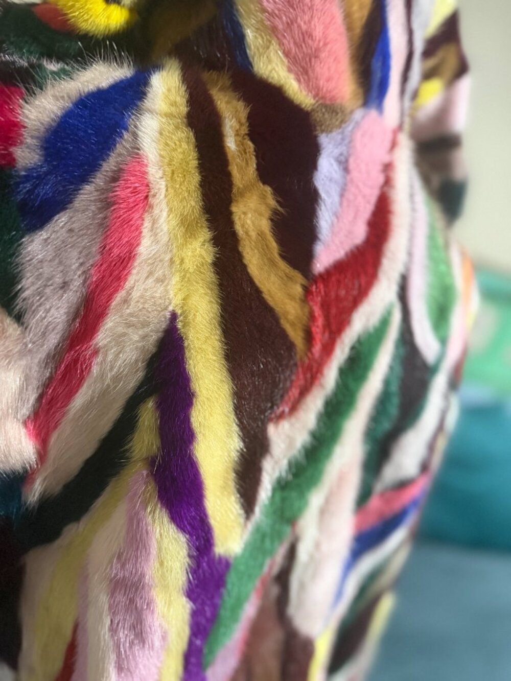 Vintage Multicolor Patchwork Mink Fur Coat Jacket M/L Statement - Picture 5 of 8